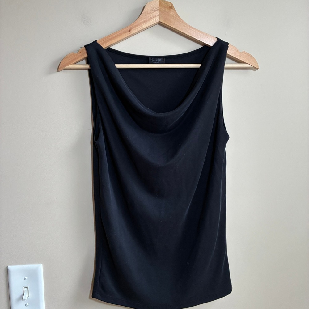 John Galt Cowl Neck Tank Top One Size Black Women Draped Cotton Blend
